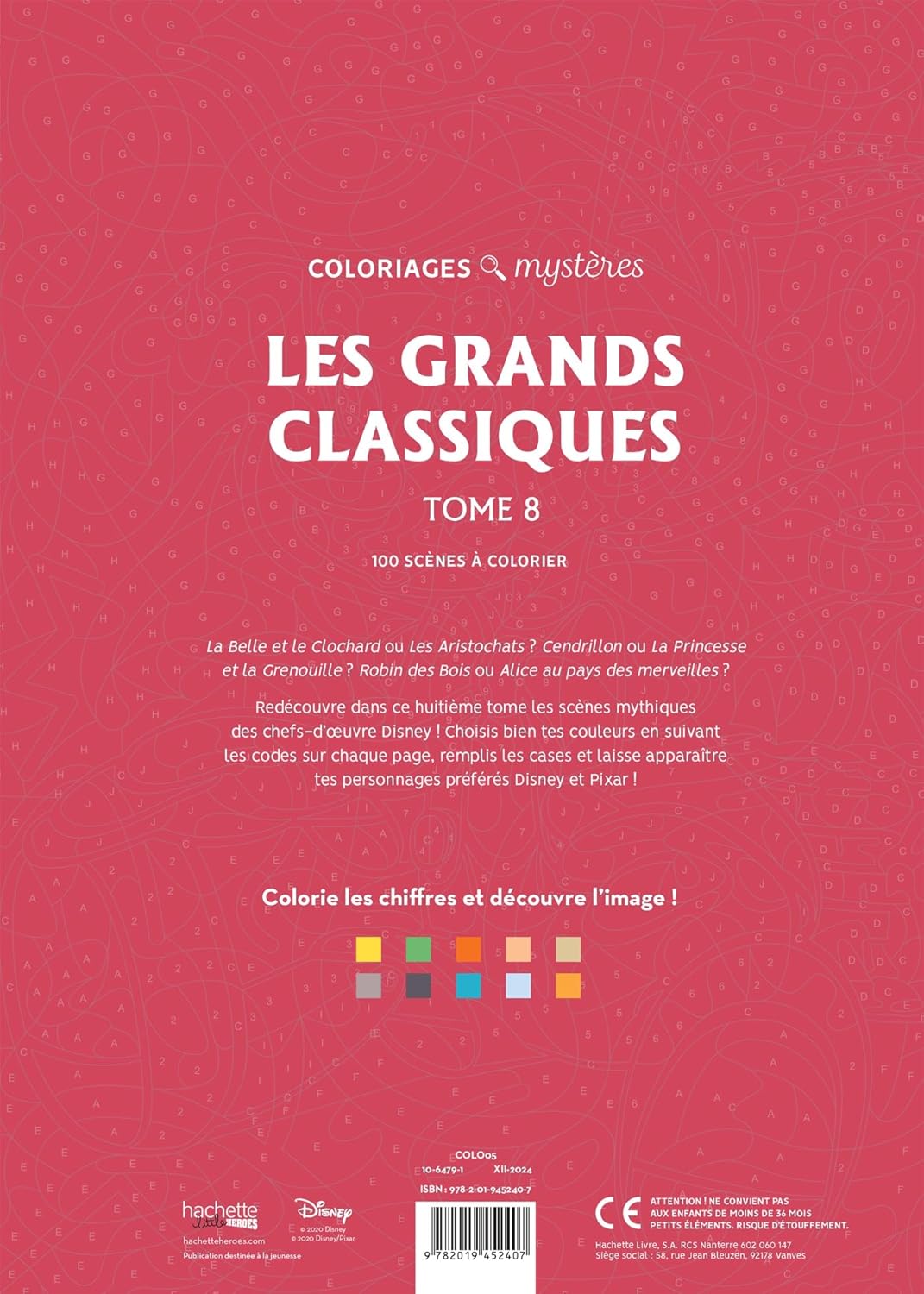 Coloriages mystères Disney - Les Grands classiques Tome 8