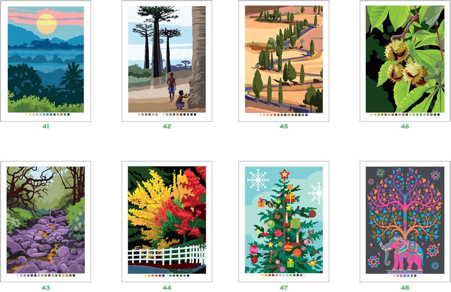 Coloriages mystères - Arbres du monde