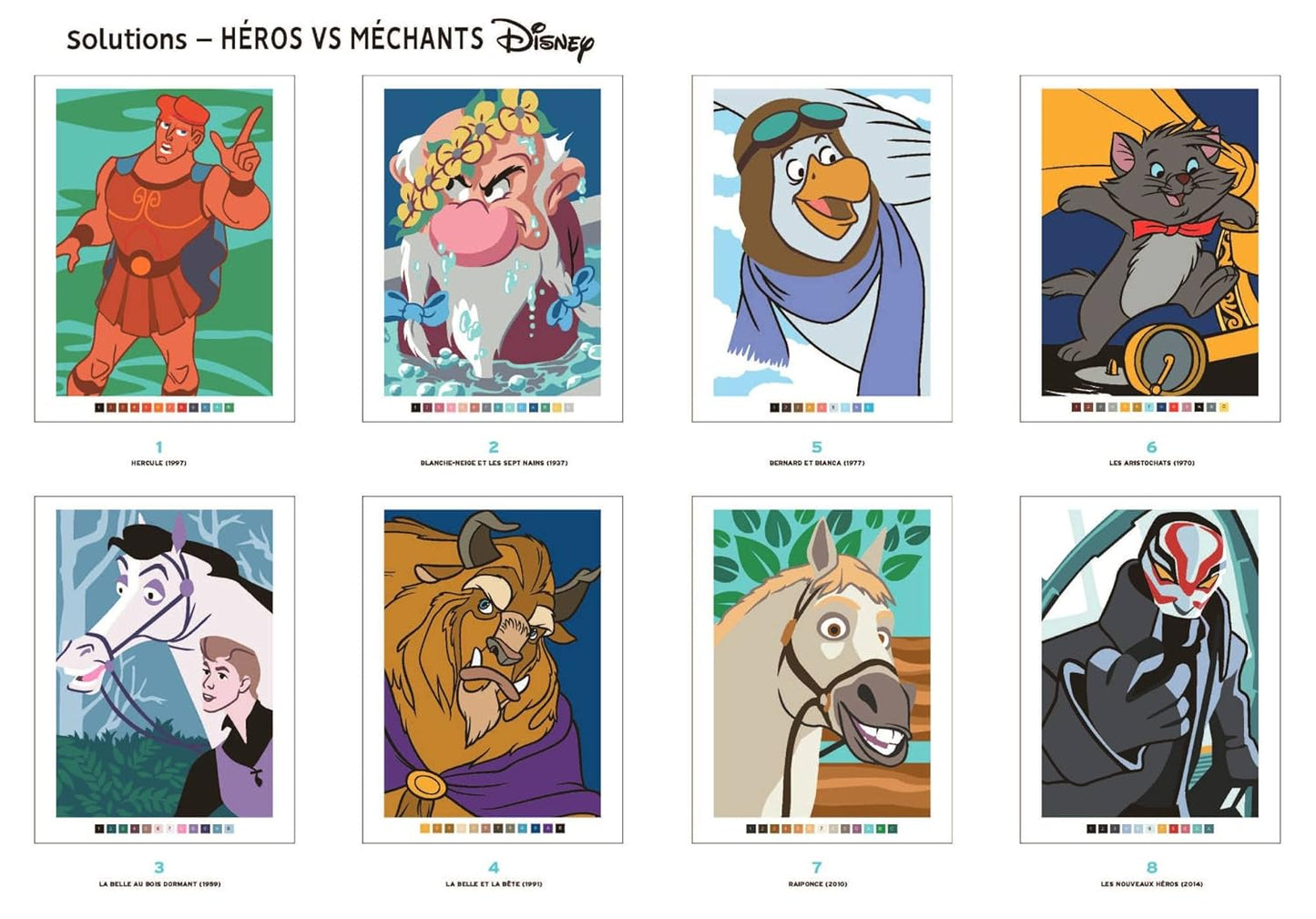 Coloriages mystères Disney - Trompe l'oeil Héros vs Méchants