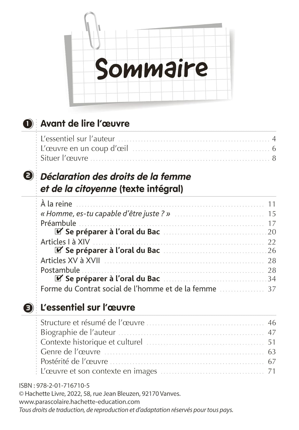 BiblioLycée - Déclaration des droits de la femme et de la citoyenne, de Gouges - BAC 2025