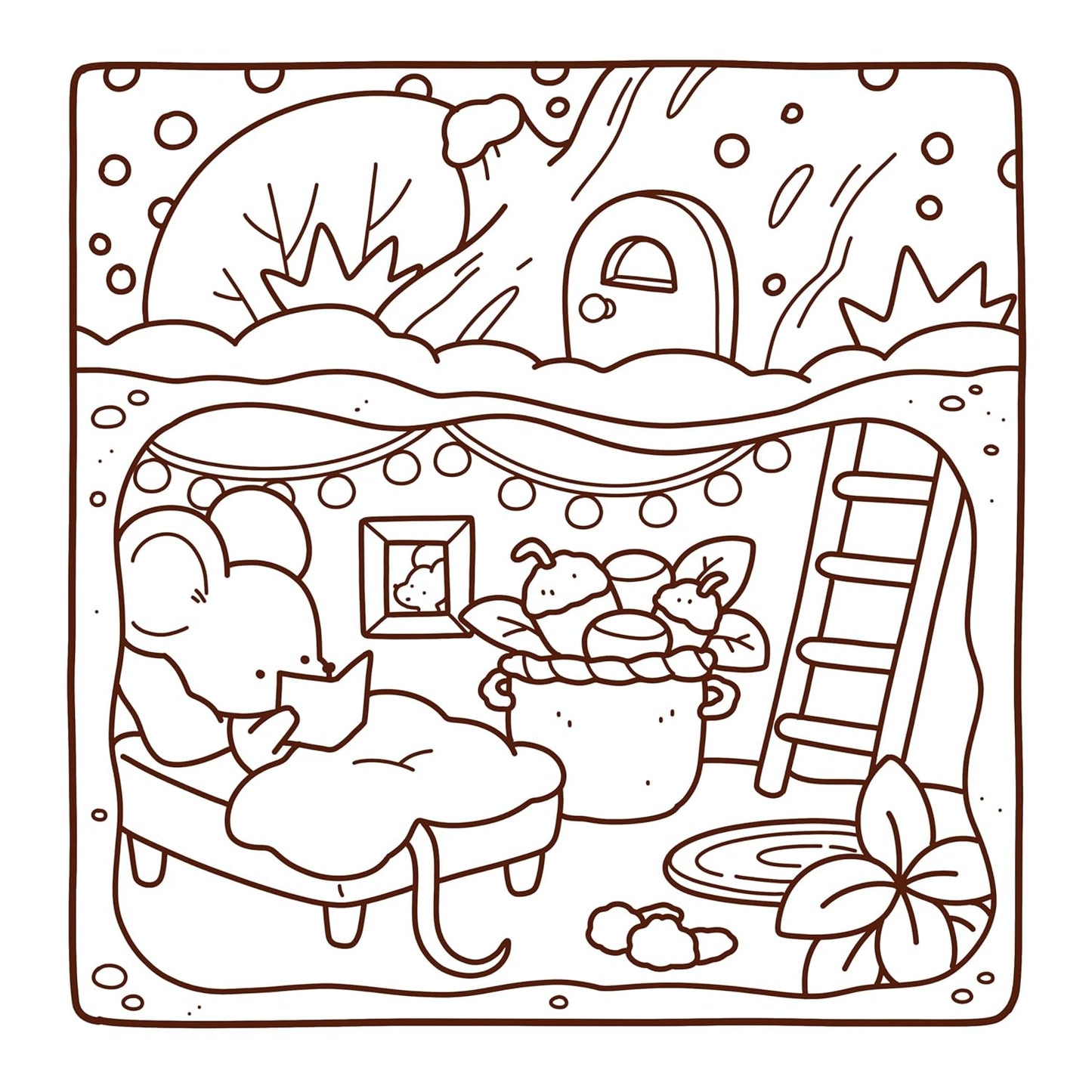 Hiver Cosy - coloriages