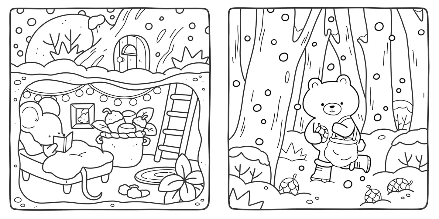 Hiver Cosy - coloriages