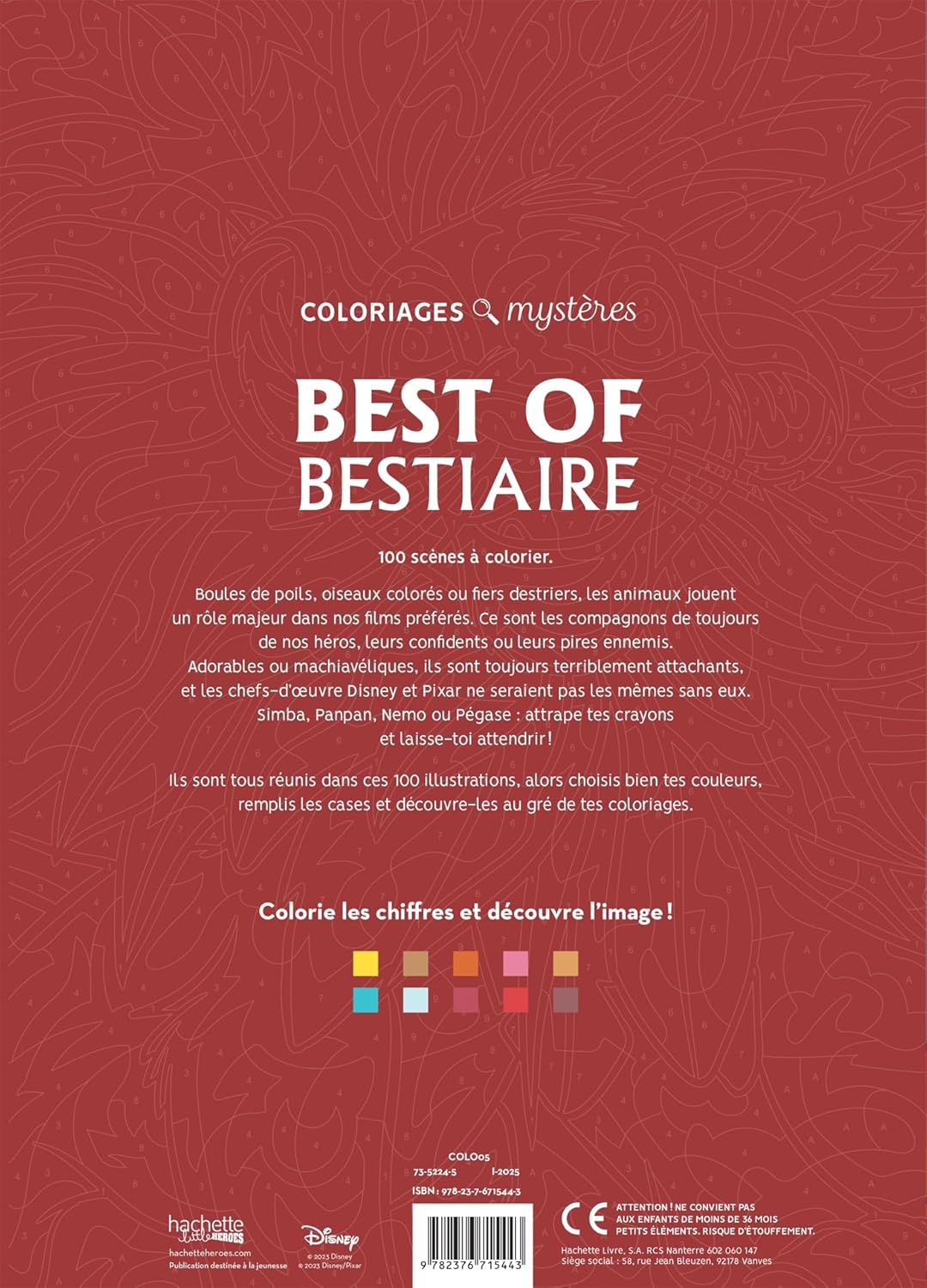 Coloriages mystères Disney - Best of Bestiaire