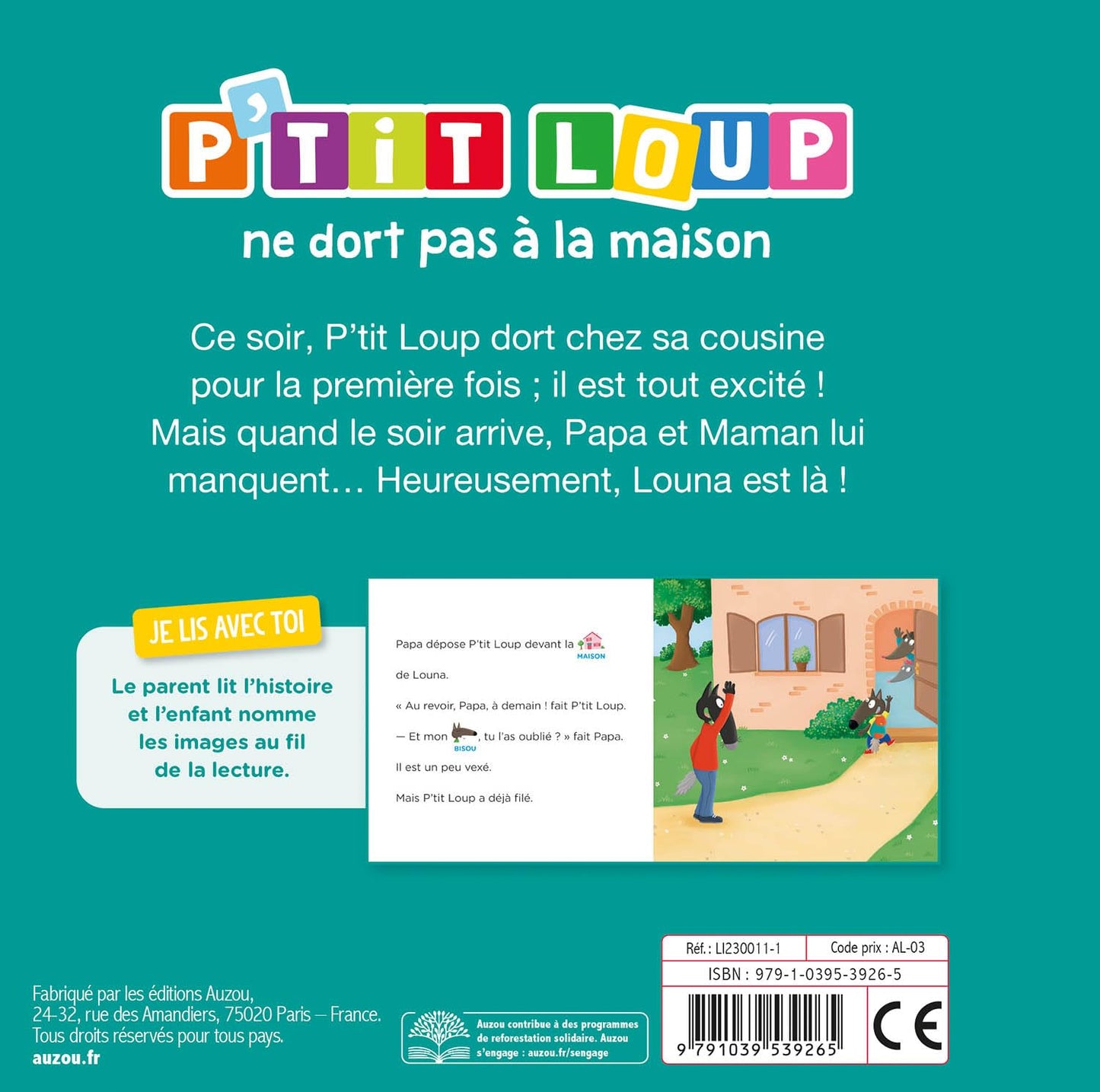 JE LIS AVEC TOI P'TIT LOUP NE DORT PAS A LA MAISON