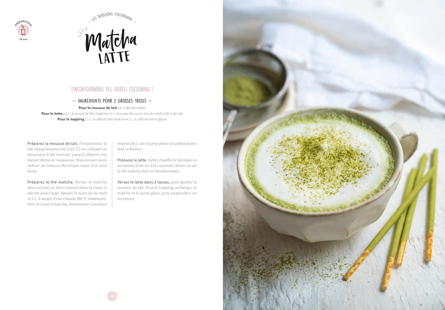 Matcha latte, chaï tea et petites douceurs cosy
