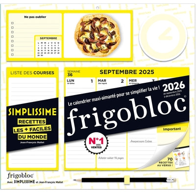 Frigobloc Hebdomadaire 2026 Simplissime (de sept. 2025 à déc. 2026)