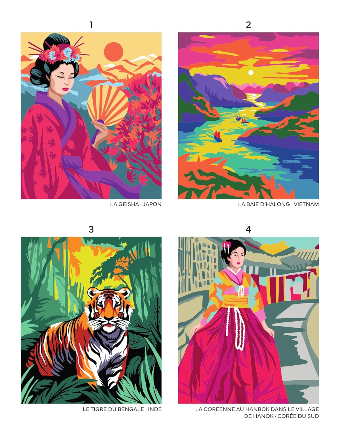 Pays d'Asie - 45 coloriages mystères
