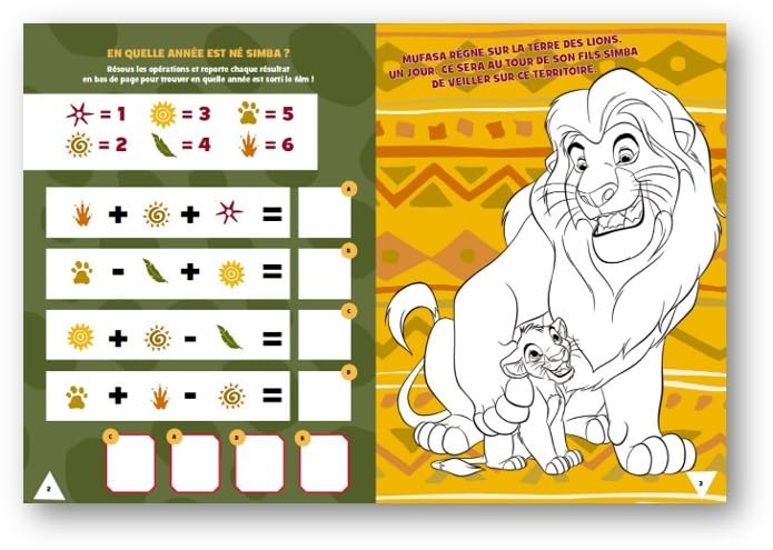 Disney 100 Le Roi Lion - Joue et colorie - Tout sur Simba - Avec des stickers et des figurines à construire