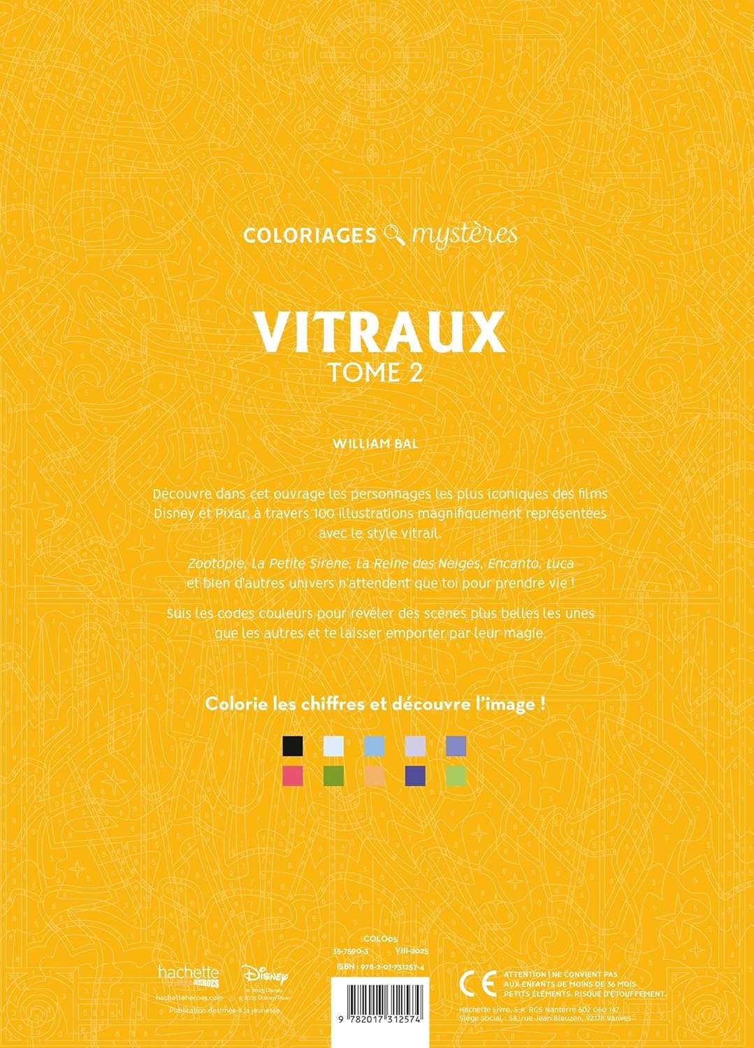 Coloriages mystères Disney - Vitraux Tome 2