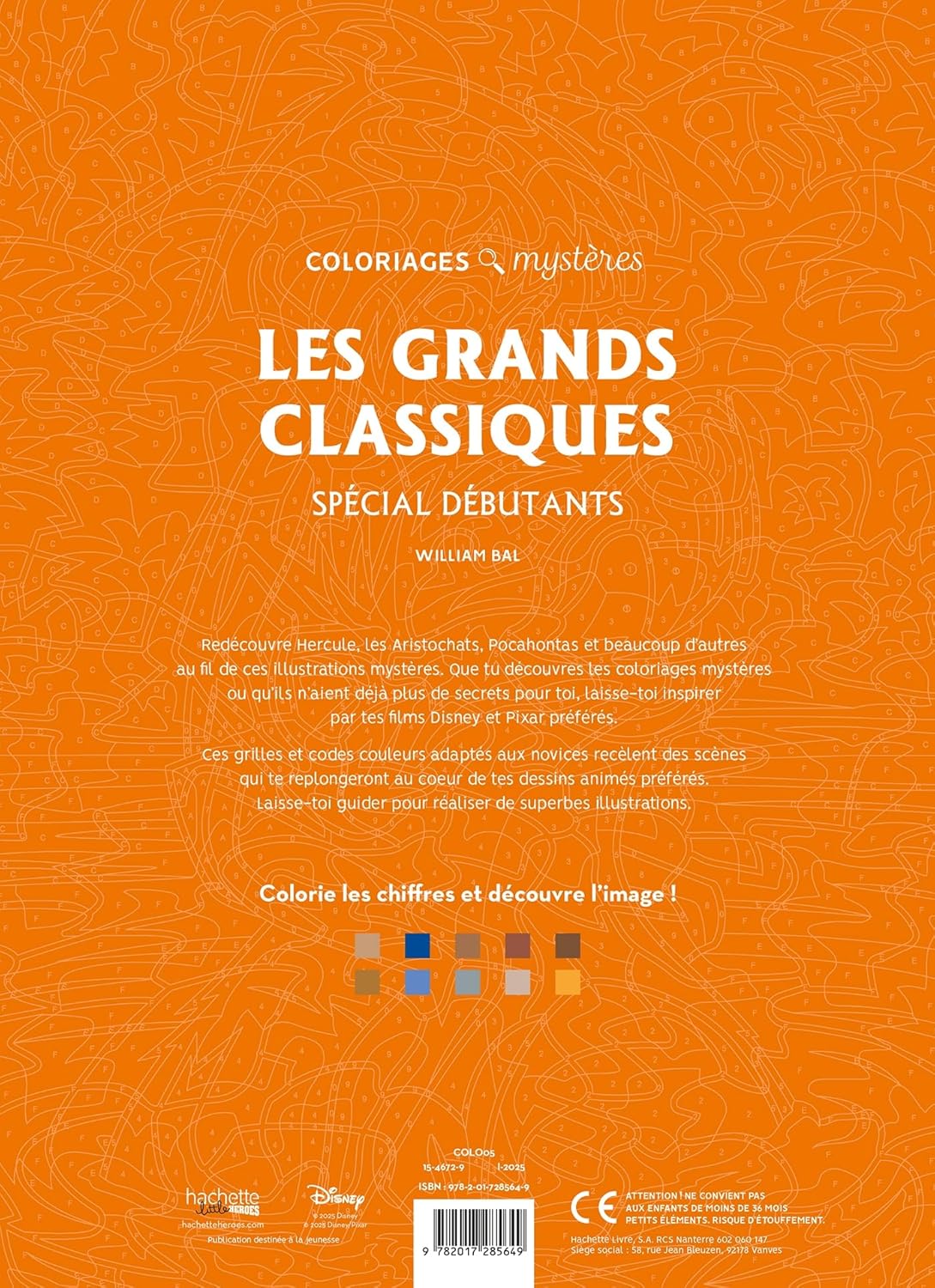Coloriages mystères Disney - Grands classiques Spécial débutants
