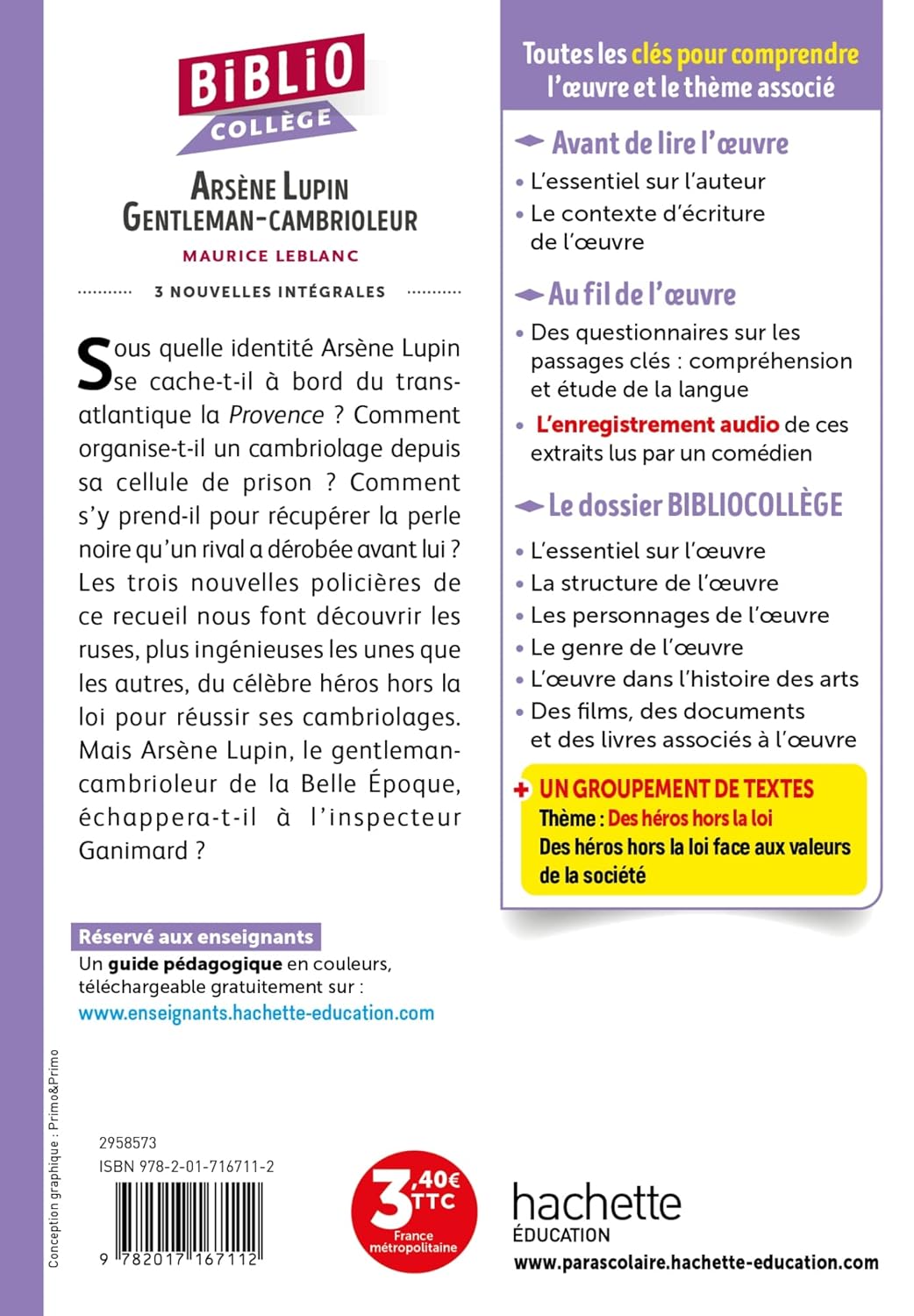 Bibliocollège - Arsène Lupin "Gentleman cambrioleur", Maurice Leblanc