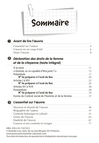 BiblioLycée - Déclaration des droits de la femme et de la citoyenne, de Gouges - BAC 2025