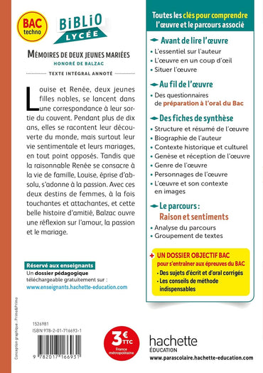 BiblioLycée - Mémoires de deux jeunes mariées, Balzac - BAC 2025