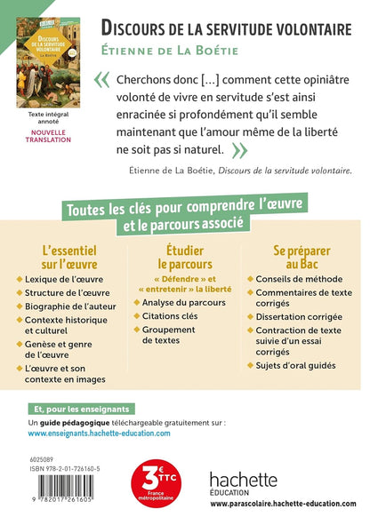 BiblioLycée - Discours de la servitude volontaire, La Boétie - BAC 2026