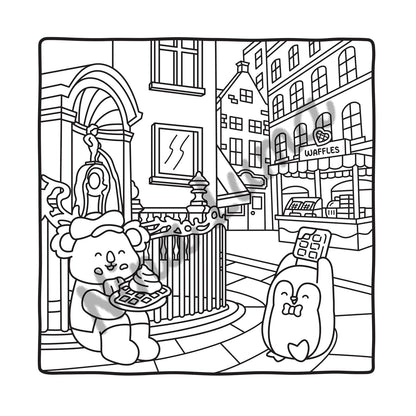 Snuggly Friends - Voyage en Europe - Nina Luma - Coloriages cosy et mignons - Cosy colo
