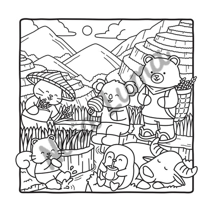 Snuggly friends - Voyage autour du monde - Nina Luma - Coloriages cosy et mignons - Cosy colo